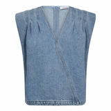AsjaCC Wrap Denim Top - Denim blue