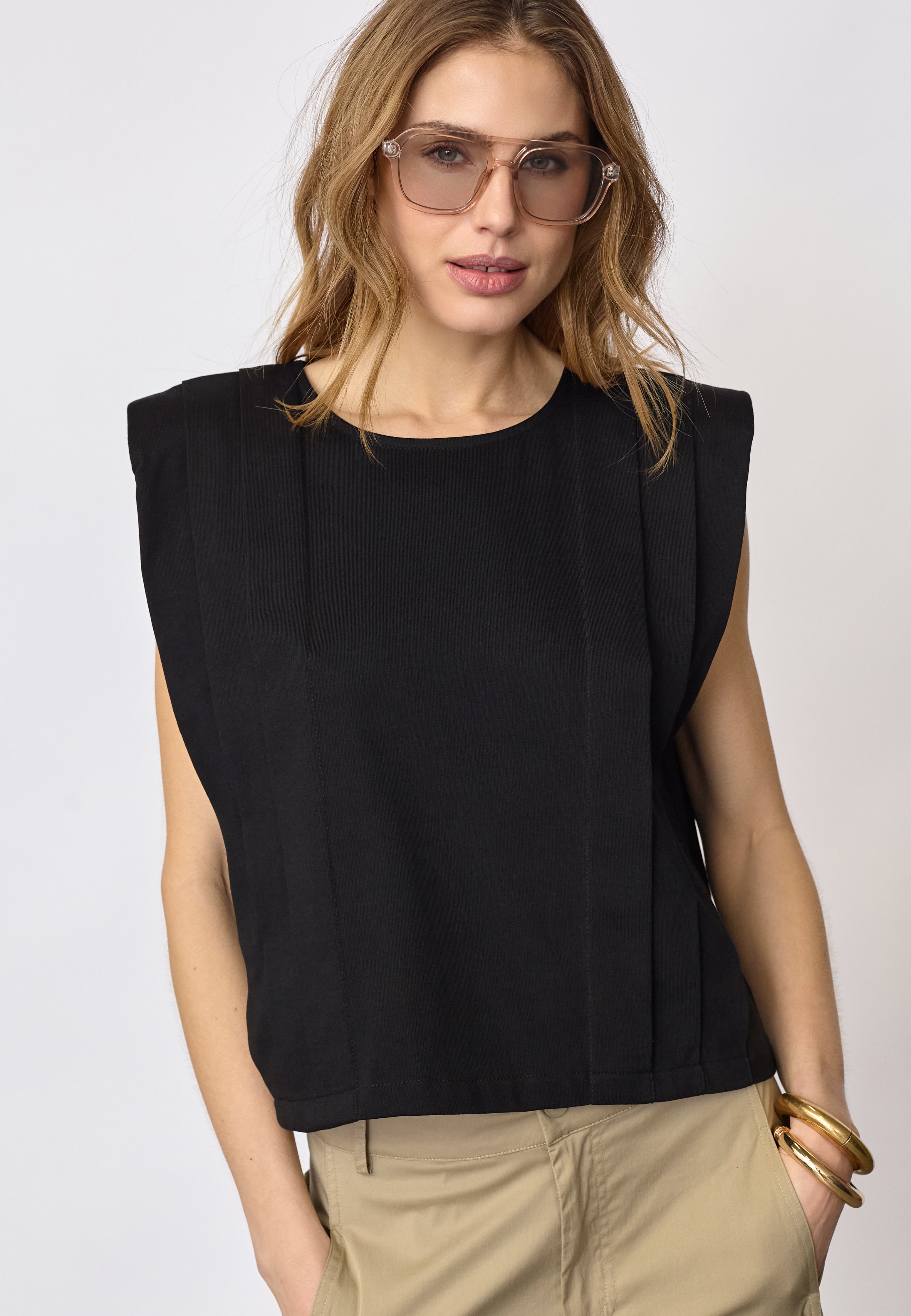 ZelliCC Padded Pleat Top - Black - Co'couture