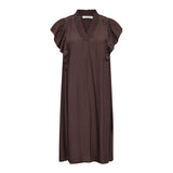 SunriseCC Frill Crop V-Dress - Dark Brown