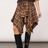 DagnyCC Check Tie Skirt - Brown