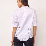 PoppyCC Emb. V-Shirt - White