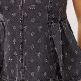 DerriCC Dot Denim Top - Mid Grey