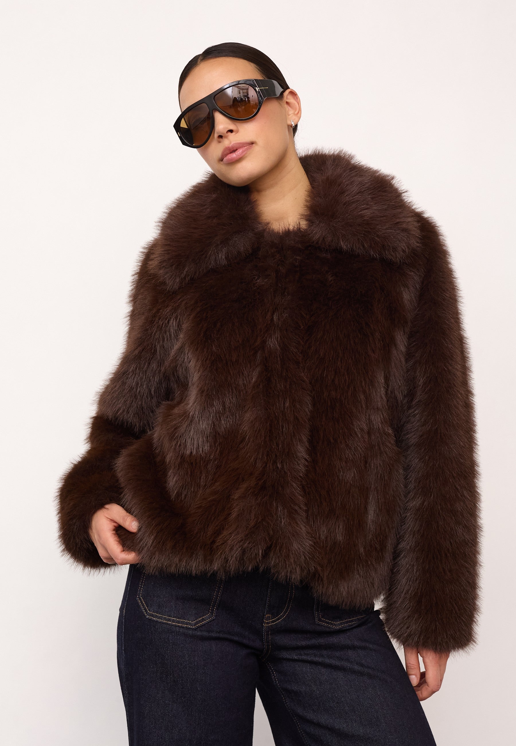 AikoCC Furry Jacket - Dark Brown - Co'couture