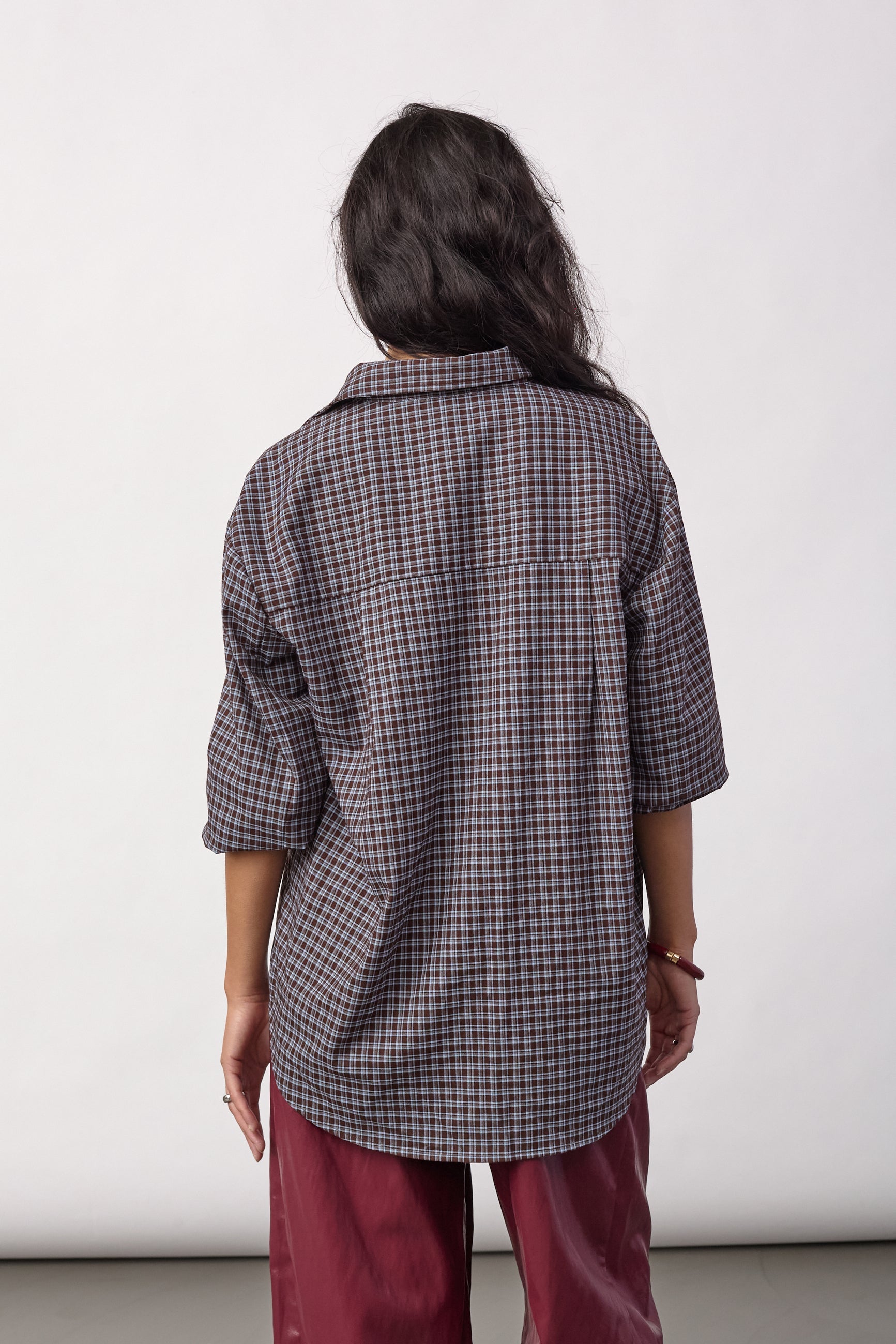 OdemCC Check Cuff Shirt - Dark Brown - Co'couture