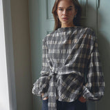 ChandlerCC Check Tie Blouse - Bone