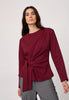 OrianeCC LS Pleat Tie Tee - Wine Red