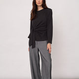 OrianeCC LS Pleat Tie Tee - Black