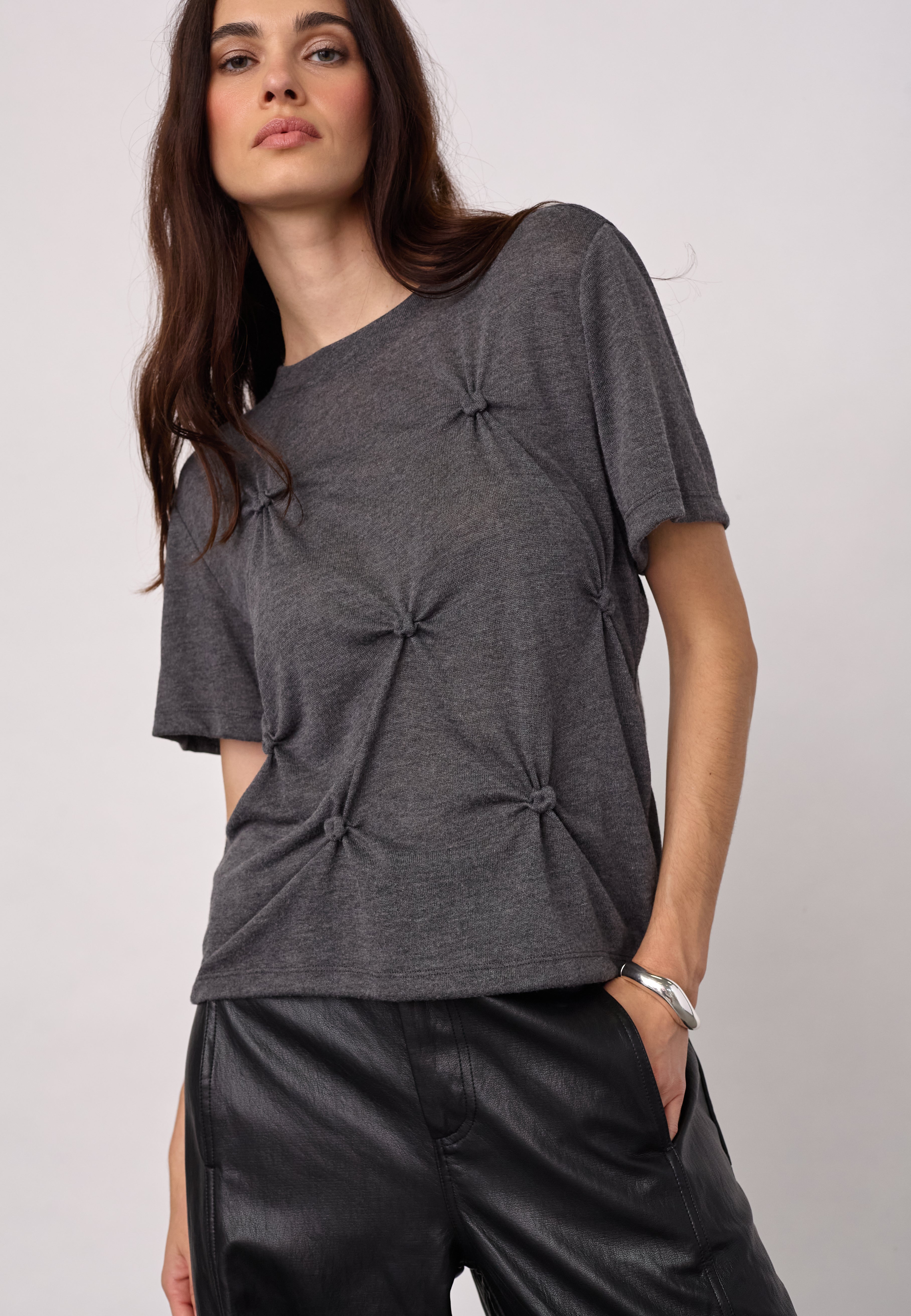TaniaCC Knot Tee - Mid Grey - Co'couture