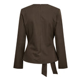 LunaCC Pleat Tie Blouse - Dusty Army