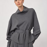 PriscillaCC Funnel Neck Blouse - Mid Grey