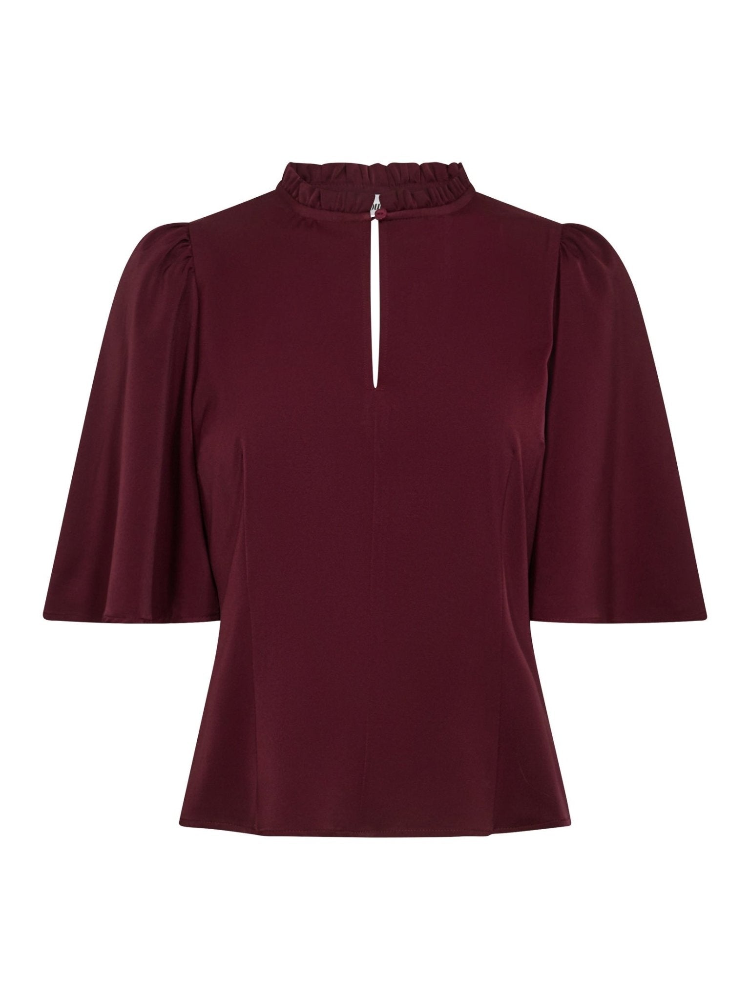 AdnaCC Open Back SS Blouse - Burgundy - Co'couture