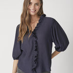 AnikaCC Frill SS Shirt - Navy - Co'couture