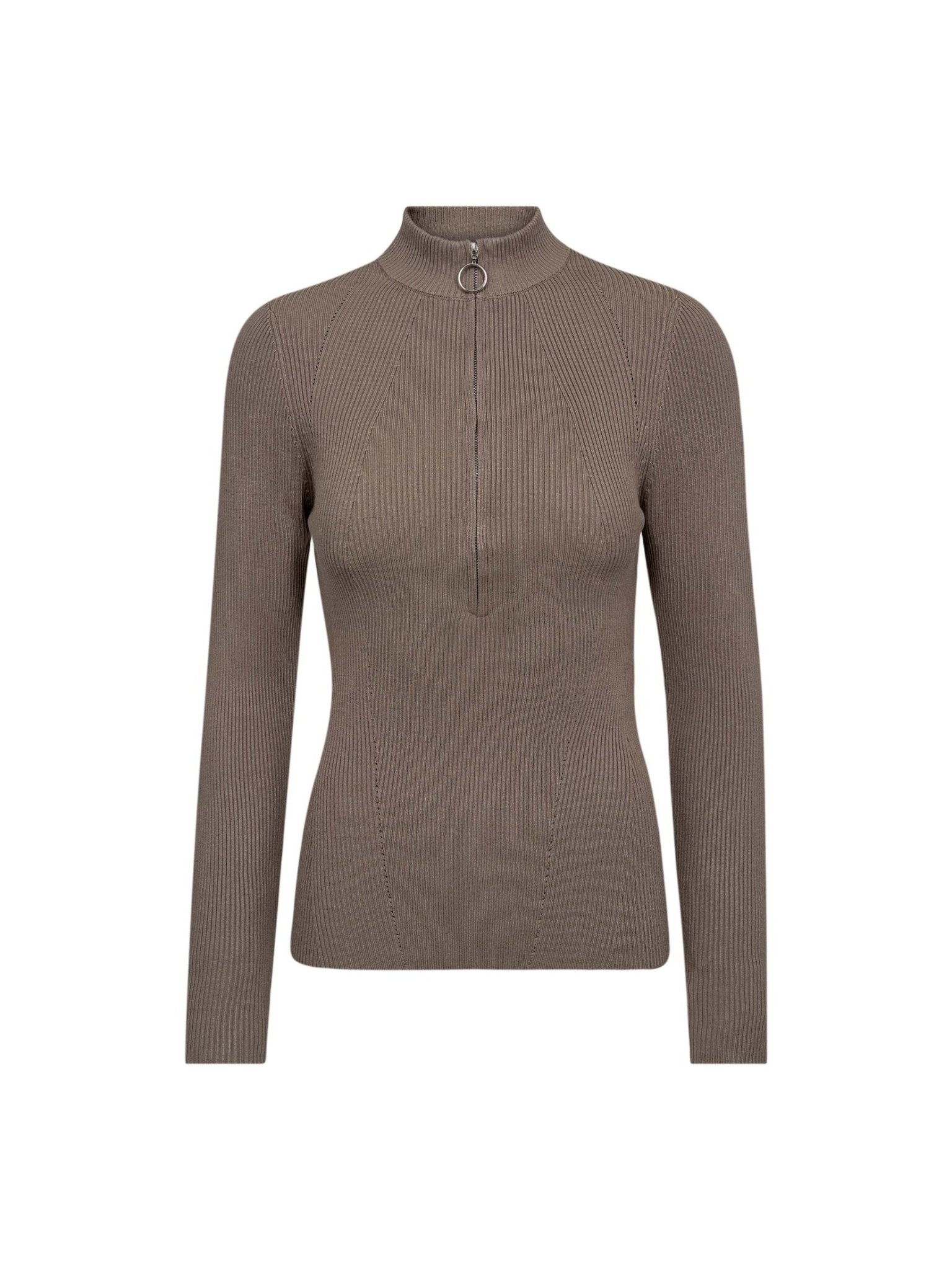 BonnyCC Rib Zip Turtle Knit*OU - Walnut - Co'couture