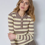 BonnyCC Stripe L/S Polo Knit - PaleYellow - Co'couture