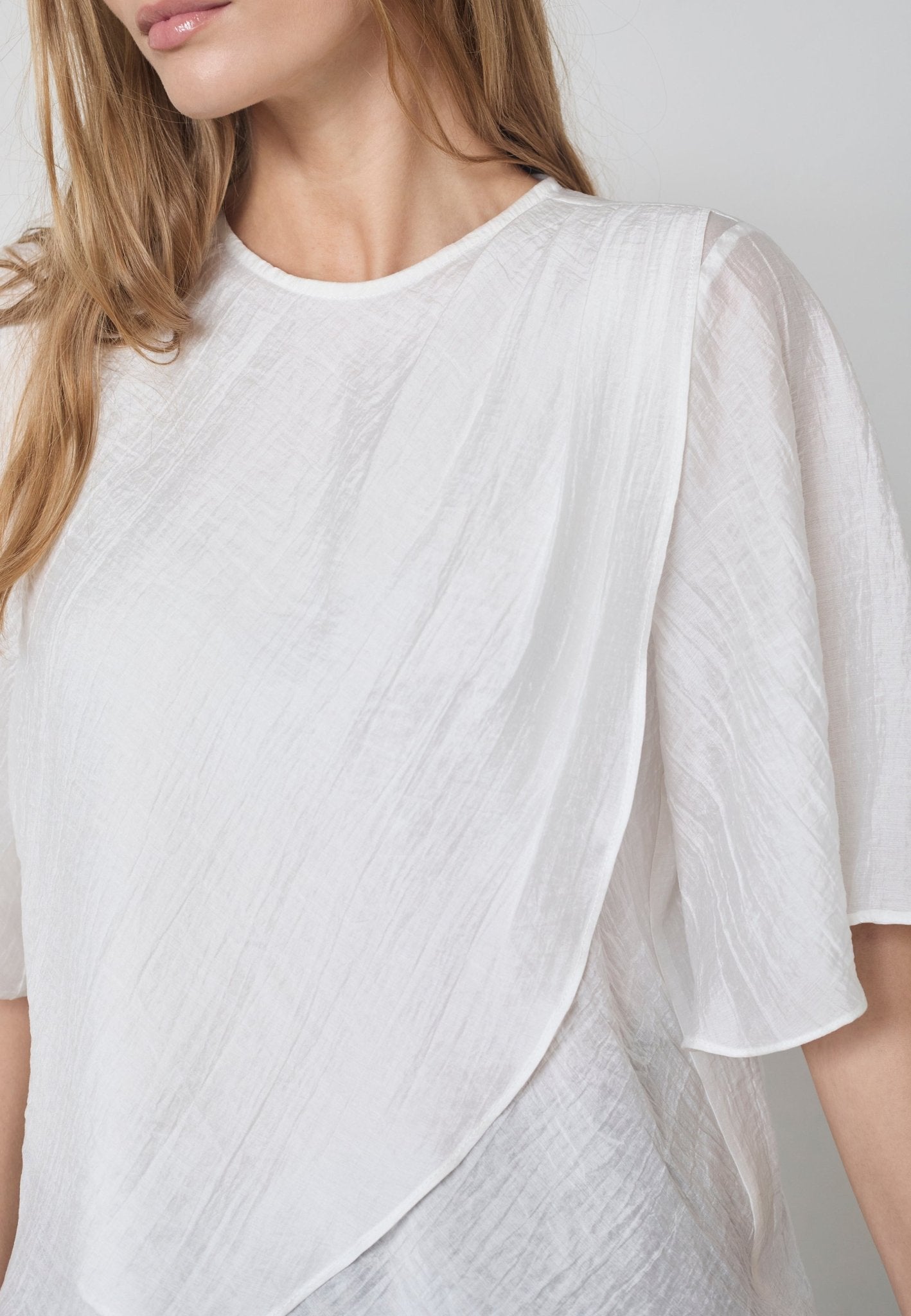 ConnyCC Drape SS Blouse - White - Co'couture