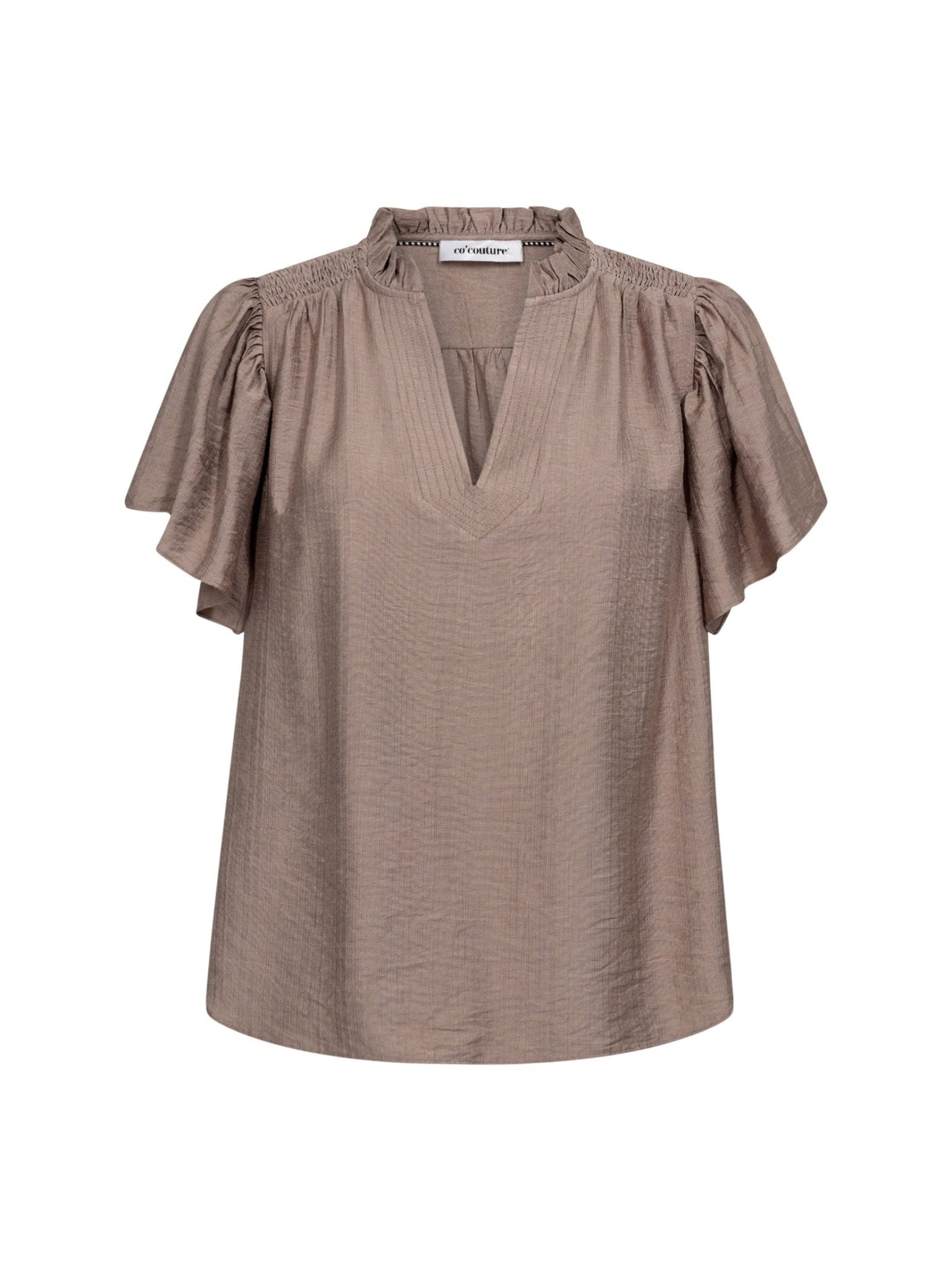 HeraCC SS Frill Top - Walnut - Co'couture