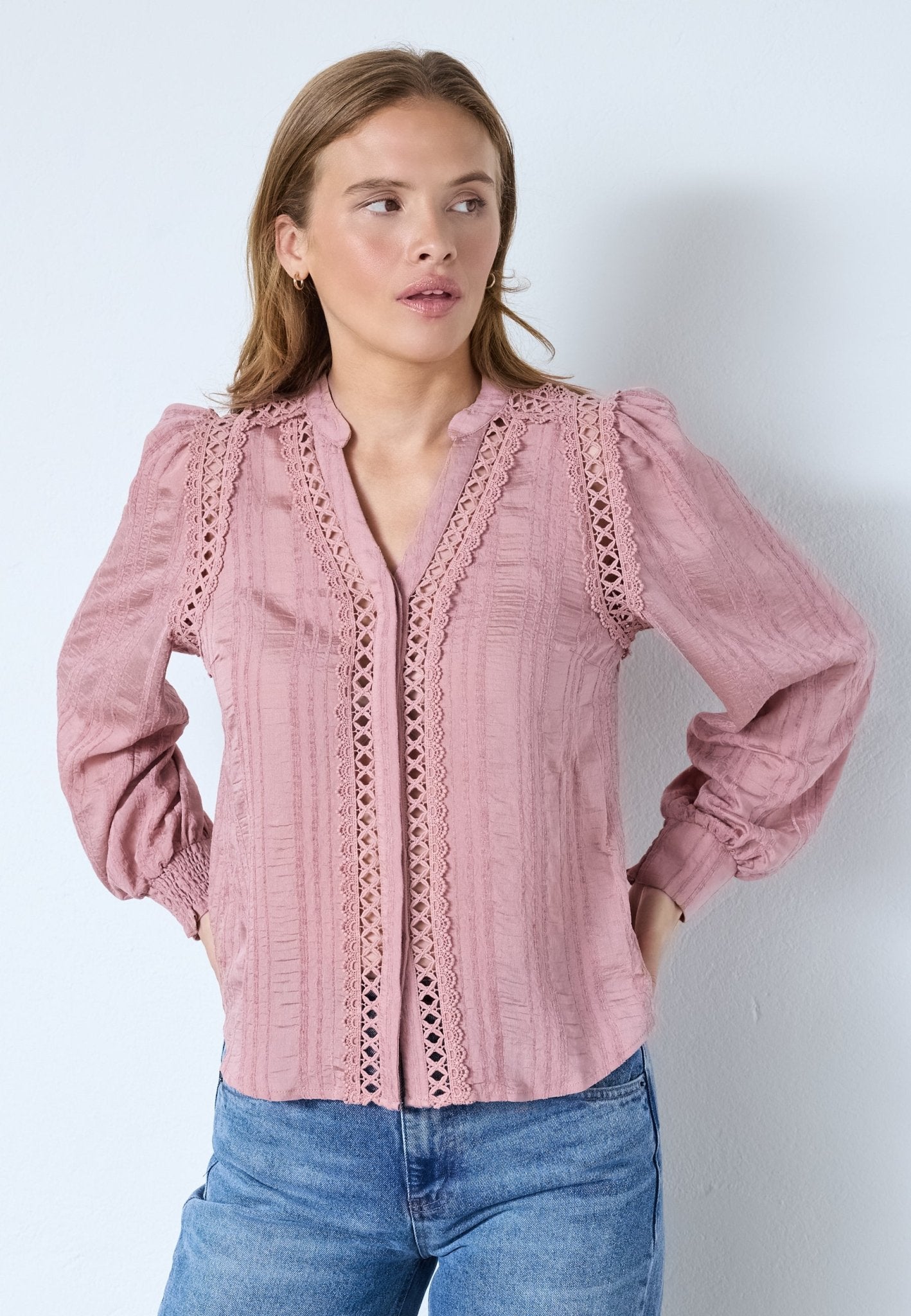 KesiCC Lace V - Shirt - Old Rose - Co'couture