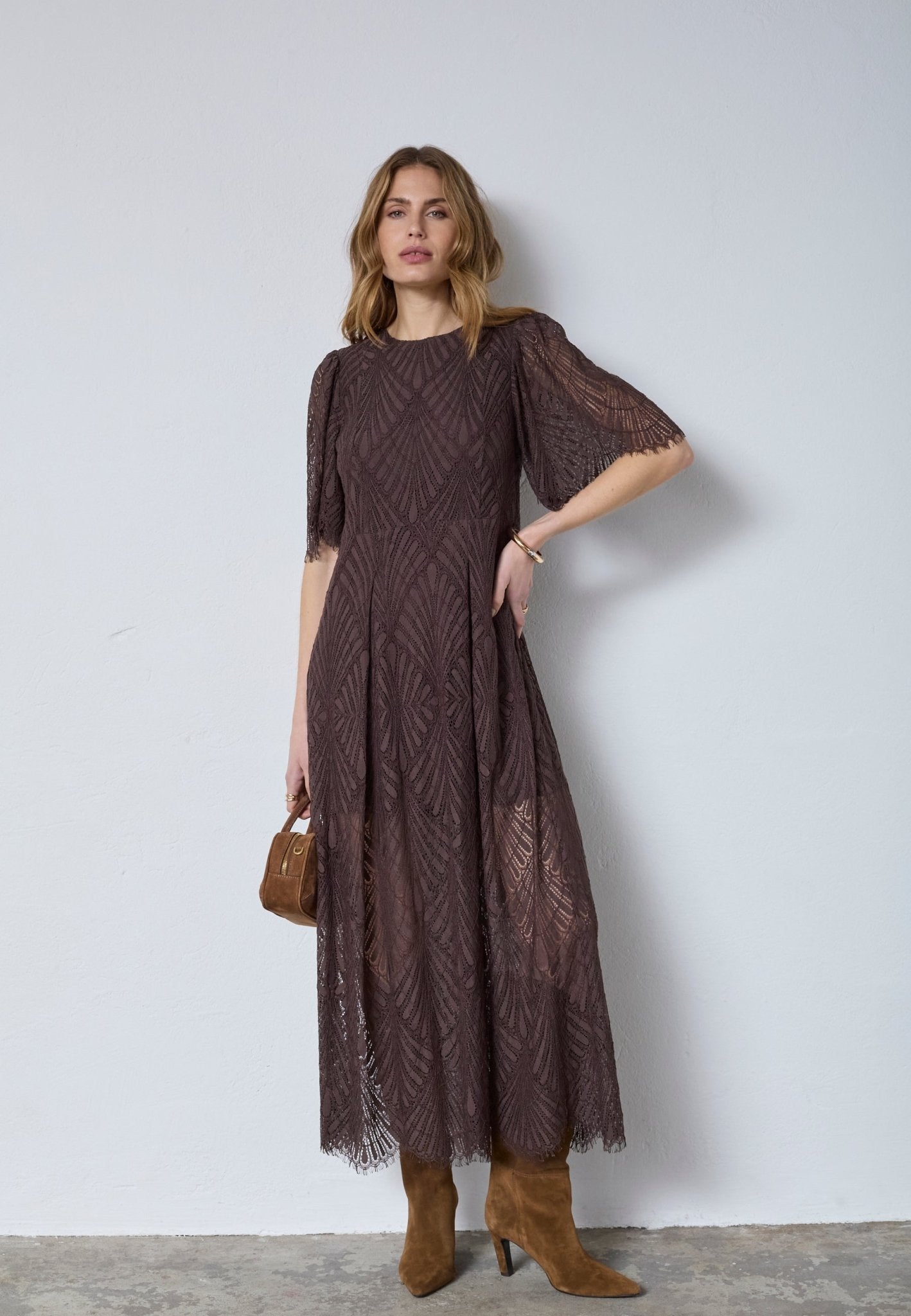LetiCC Lace Maxi Dress - Dark Brown - Co'couture