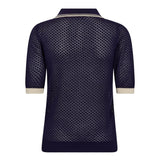 LueCC Pointelle Polo Knit - Navy - Co'couture