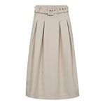 LunaCC Belt Midi Pleat Skirt - Taupe - Co'couture