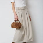 LunaCC Belt Pleat Skirt - Taupe - Co'couture