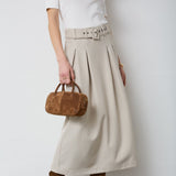LunaCC Belt Pleat Skirt - Taupe - Co'couture
