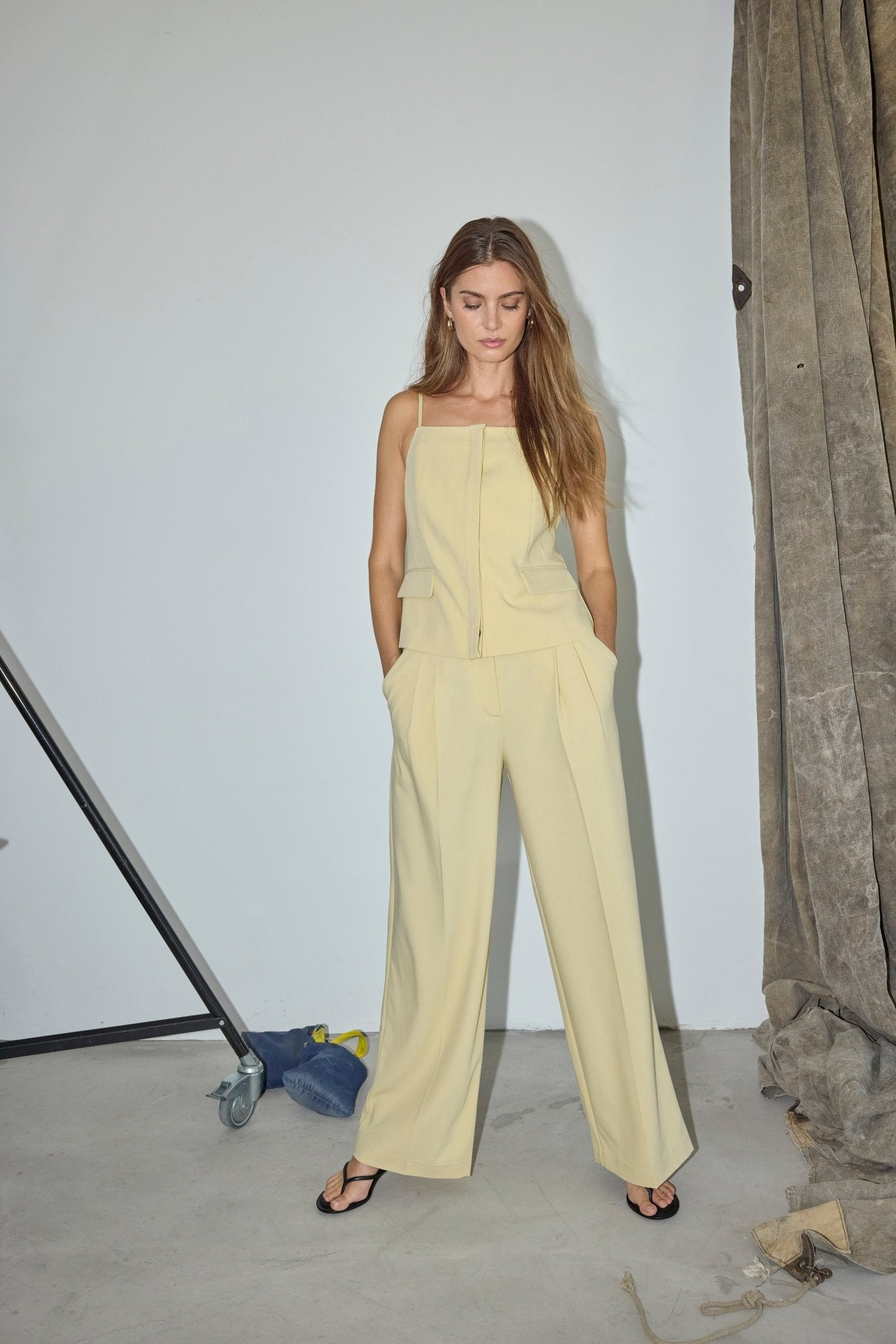 NilanCC Pleat Pant - PaleYellow - Co'couture