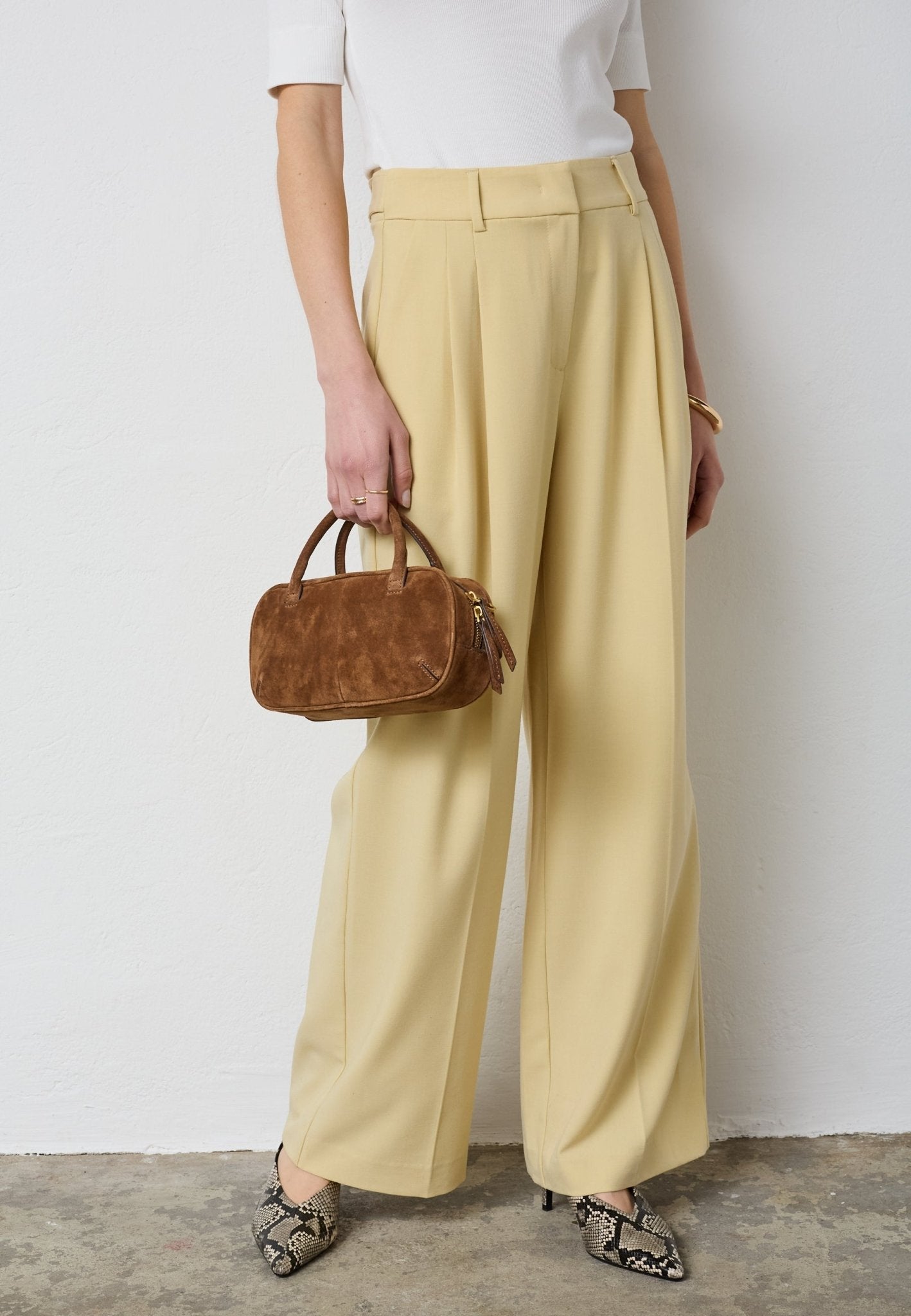 NilanCC Pleat Pant - PaleYellow - Co'couture
