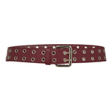 PhoebeCC Leather Eyelet Belt - Burgundy - Co'couture