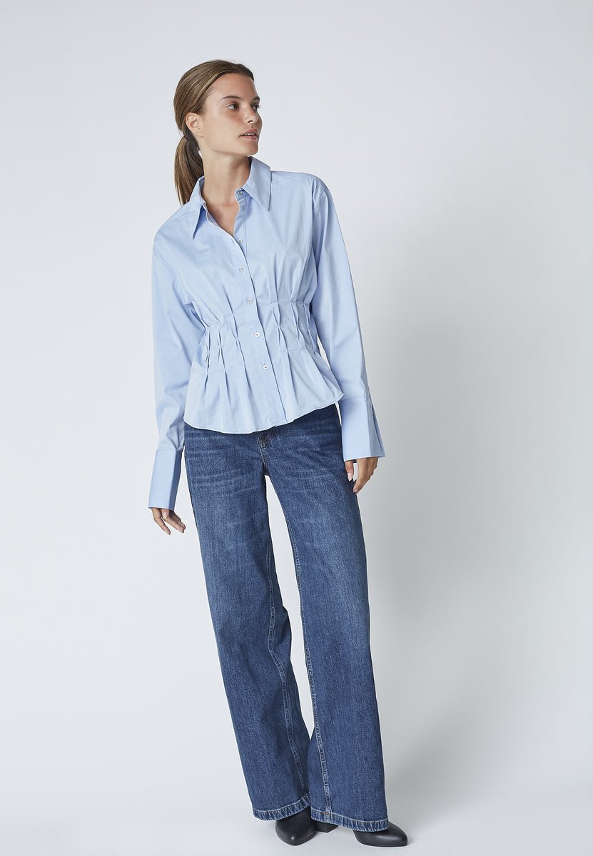 PoppyCC Pleat Waist Shirt - Pale Blue - Co'couture