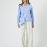 ShiraCC Stripe Bow V - Blouse - Pale Blue - Co'couture