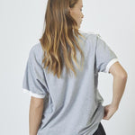 SiaraCC Oversize Sporty V - Tee - GreyMelangeOffWhite - Co'couture