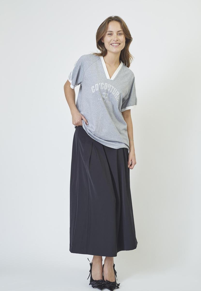 SiaraCC Oversize Sporty V - Tee - GreyMelangeOffWhite - Co'couture