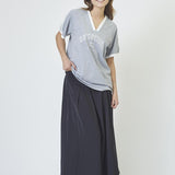 SiaraCC Oversize Sporty V - Tee - GreyMelangeOffWhite - Co'couture