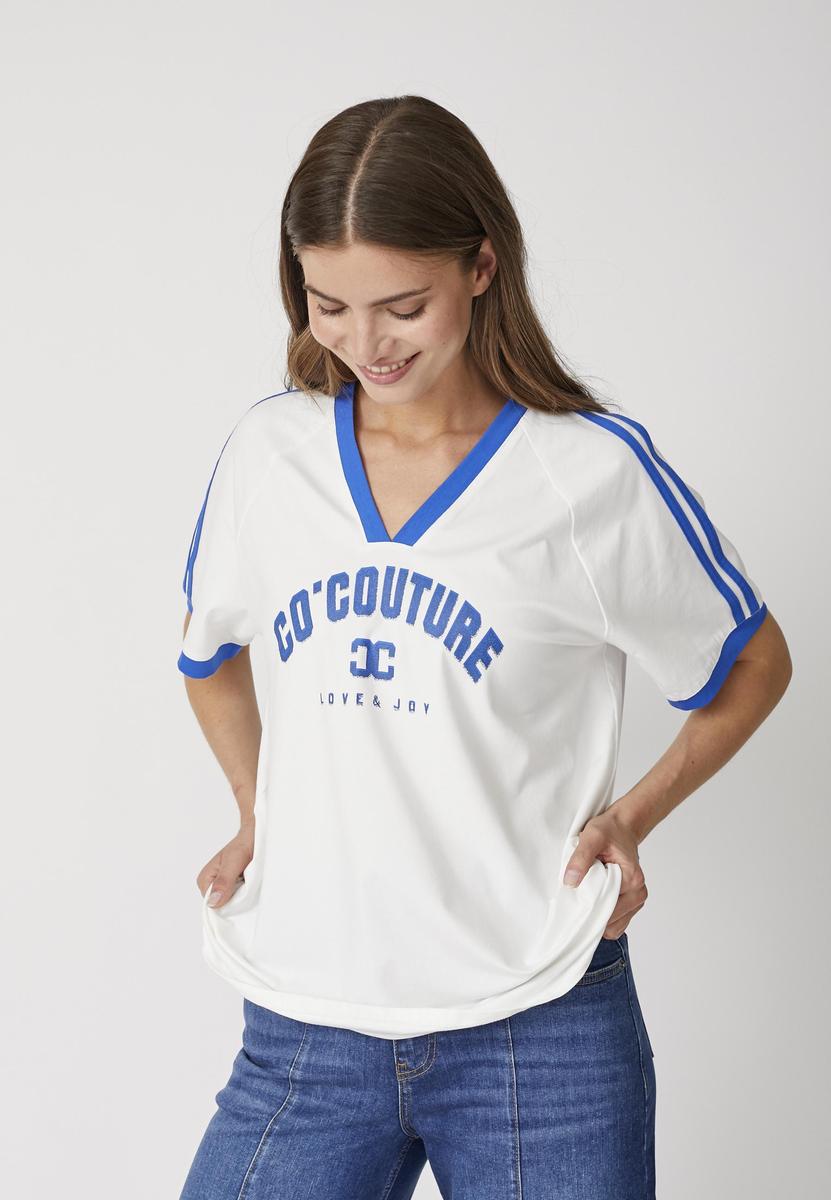 SiaraCC Oversize Sporty V - Tee - OffWhiteNewBlue - Co'couture