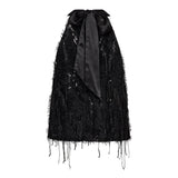 SillaCC Sequin Halter Top - Black - Co'couture