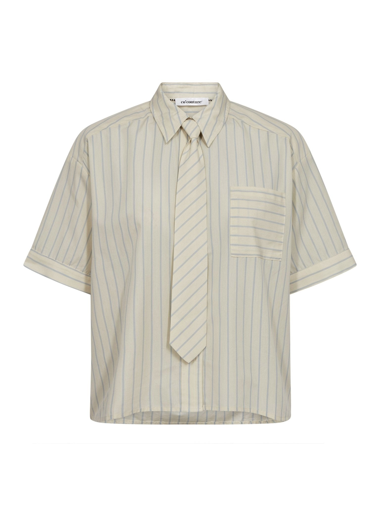 SimoCC Stripe SS Tie Shirt - PaleYellow - Co'couture