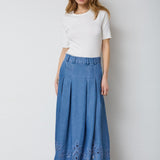 TillyCC Pleat Emb Skirt - Denim blue - Co'couture