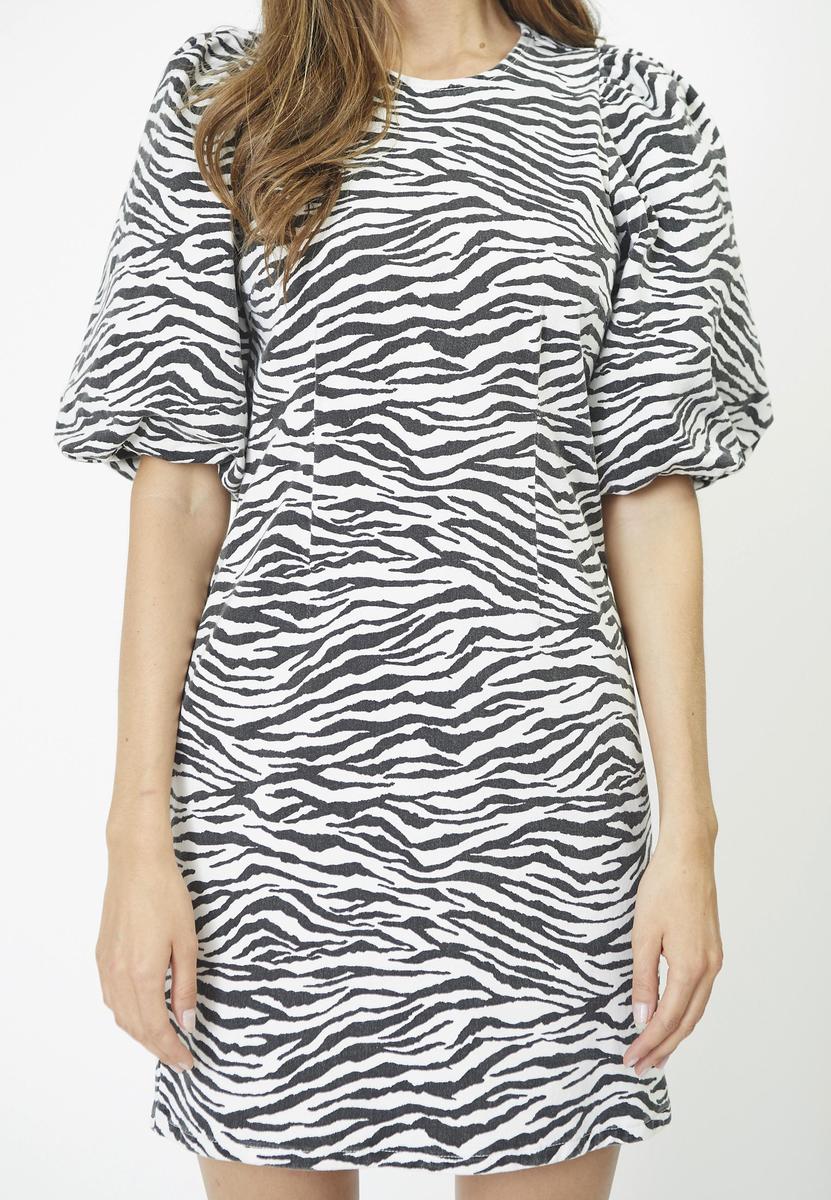 ZionCC Zebra Crop Puff Dress - OffWhite - Black - Co'couture